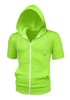 Best deal 😉 Lars Amadeus Men's Hoodies Solid Color Zip Up Short Sleeve Jackets 🔥 -Cheap Lars Amadeus Shop Belk 2318