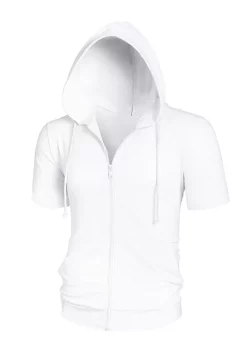 Best deal 😉 Lars Amadeus Men's Hoodies Solid Color Zip Up Short Sleeve Jackets 🔥 -Cheap Lars Amadeus Shop Belk 2319