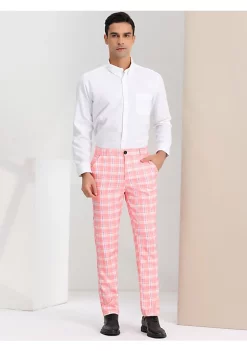 Brand new 😉 Lars Amadeus Men's Plaid Pants Regular Fit Flat Front Classic Elastic Waist Suit Pants 🔥 -Cheap Lars Amadeus Shop Belk 2323