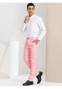 Brand new 😉 Lars Amadeus Men's Plaid Pants Regular Fit Flat Front Classic Elastic Waist Suit Pants 🔥 -Cheap Lars Amadeus Shop Belk 2324