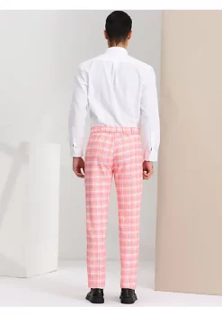 Brand new 😉 Lars Amadeus Men's Plaid Pants Regular Fit Flat Front Classic Elastic Waist Suit Pants 🔥 -Cheap Lars Amadeus Shop Belk 2325