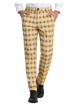 Brand new 😉 Lars Amadeus Men's Plaid Pants Regular Fit Flat Front Classic Elastic Waist Suit Pants 🔥 -Cheap Lars Amadeus Shop Belk 2328