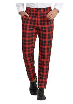 Brand new 😉 Lars Amadeus Men's Plaid Pants Regular Fit Flat Front Classic Elastic Waist Suit Pants 🔥 -Cheap Lars Amadeus Shop Belk 2333