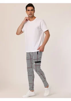 Cheapest ✔️ Lars Amadeus Men's Plaid Joggers Hip Hop Drawstring Athletic Harem Sweatpants Houndstooth Track Pants 😉 -Cheap Lars Amadeus Shop Belk 2337