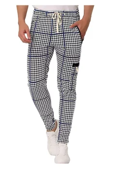 Cheapest ✔️ Lars Amadeus Men's Plaid Joggers Hip Hop Drawstring Athletic Harem Sweatpants Houndstooth Track Pants 😉 -Cheap Lars Amadeus Shop Belk 2339