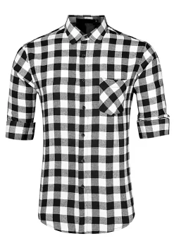 Cheapest 🎁 Lars Amadeus Men's Plaid Flannel 👕 Shirt Brushed Casual Long Sleeve Button Down Check 👕 Shirt 🌟 -Cheap Lars Amadeus Shop Belk 2347