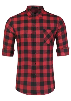 Cheapest 🎁 Lars Amadeus Men's Plaid Flannel 👕 Shirt Brushed Casual Long Sleeve Button Down Check 👕 Shirt 🌟 -Cheap Lars Amadeus Shop Belk 2350