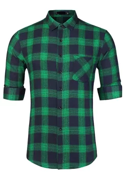 Cheapest 🎁 Lars Amadeus Men's Plaid Flannel 👕 Shirt Brushed Casual Long Sleeve Button Down Check 👕 Shirt 🌟 -Cheap Lars Amadeus Shop Belk 2352