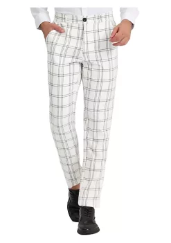 Wholesale ✨ Lars Amadeus Men's Plaid 👗 Dress Pants Classic Fit Formal Plaid Slacks Prom Checked Trousers ⭐