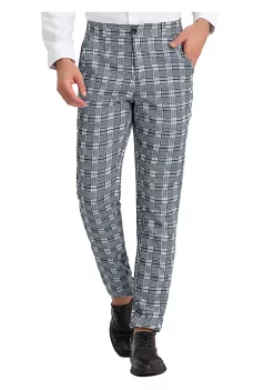 Wholesale ✨ Lars Amadeus Men's Plaid 👗 Dress Pants Classic Fit Formal Plaid Slacks Prom Checked Trousers ⭐ -Cheap Lars Amadeus Shop Belk 2384