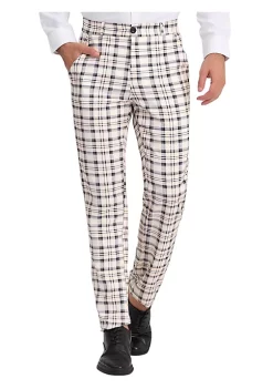Wholesale ✨ Lars Amadeus Men's Plaid 👗 Dress Pants Classic Fit Formal Plaid Slacks Prom Checked Trousers ⭐ -Cheap Lars Amadeus Shop Belk 2387