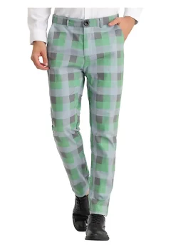 Deals 🔔 Lars Amadeus Men's 👗 Dress Plaid Pants Classic Fit Flat Front Business Prom Trousers 🌟