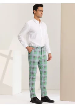 Deals 🔔 Lars Amadeus Men's 👗 Dress Plaid Pants Classic Fit Flat Front Business Prom Trousers 🌟 -Cheap Lars Amadeus Shop Belk 2391