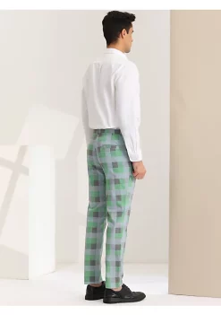 Deals 🔔 Lars Amadeus Men's 👗 Dress Plaid Pants Classic Fit Flat Front Business Prom Trousers 🌟 -Cheap Lars Amadeus Shop Belk 2392