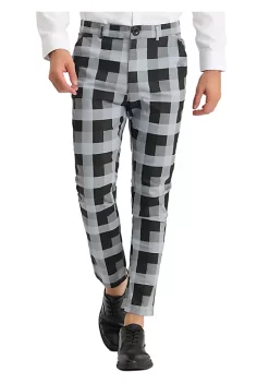 Deals 🔔 Lars Amadeus Men's 👗 Dress Plaid Pants Classic Fit Flat Front Business Prom Trousers 🌟 -Cheap Lars Amadeus Shop Belk 2393