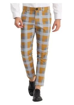 Deals 🔔 Lars Amadeus Men's 👗 Dress Plaid Pants Classic Fit Flat Front Business Prom Trousers 🌟 -Cheap Lars Amadeus Shop Belk 2395