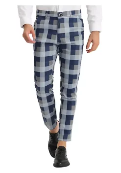 Deals 🔔 Lars Amadeus Men's 👗 Dress Plaid Pants Classic Fit Flat Front Business Prom Trousers 🌟 -Cheap Lars Amadeus Shop Belk 2396