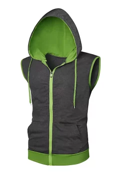 Hot Sale 🤩 Lars Amadeus Men's Hoodies Sleeveless Vest Slim Fit Lightweight Zipper Gym Tank Top 🔔 -Cheap Lars Amadeus Shop Belk 2404