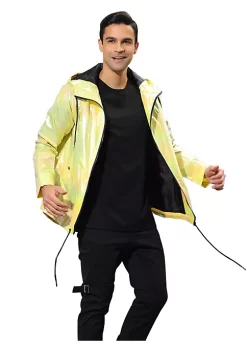 Promo 😉 Lars Amadeus Men's Holographic Jacket Lightweight Zipper Metallic Shiny Hoodie Windbreaker 🌟 -Cheap Lars Amadeus Shop Belk 2416