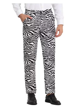 Budget 🧨 Lars Amadeus Men's Animal Printed Pants Flat Front Party Prom 👗 Dress Pants 🌟