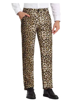 Budget 🧨 Lars Amadeus Men's Animal Printed Pants Flat Front Party Prom 👗 Dress Pants 🌟 -Cheap Lars Amadeus Shop Belk 2433