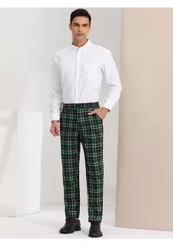 Budget 🤩 Lars Amadeus Men's Plaid Slacks Regular Fit Flat Front Work Prom Checked 👗 Dress Pants ❤️ -Cheap Lars Amadeus Shop Belk 2444
