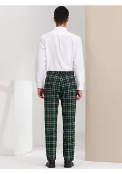 Budget 🤩 Lars Amadeus Men's Plaid Slacks Regular Fit Flat Front Work Prom Checked 👗 Dress Pants ❤️ -Cheap Lars Amadeus Shop Belk 2446