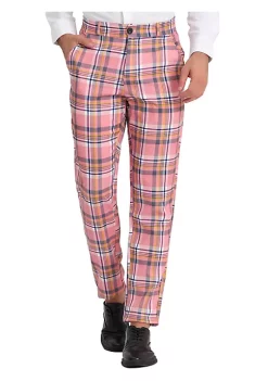 Budget 🤩 Lars Amadeus Men's Plaid Slacks Regular Fit Flat Front Work Prom Checked 👗 Dress Pants ❤️ -Cheap Lars Amadeus Shop Belk 2447