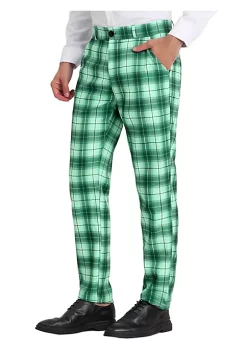 Budget 🤩 Lars Amadeus Men's Plaid Slacks Regular Fit Flat Front Work Prom Checked 👗 Dress Pants ❤️ -Cheap Lars Amadeus Shop Belk 2448