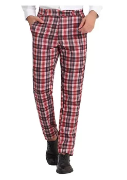 Budget 🤩 Lars Amadeus Men's Plaid Slacks Regular Fit Flat Front Work Prom Checked 👗 Dress Pants ❤️ -Cheap Lars Amadeus Shop Belk 2451