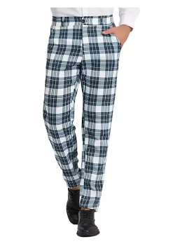Budget 🤩 Lars Amadeus Men's Plaid Slacks Regular Fit Flat Front Work Prom Checked 👗 Dress Pants ❤️ -Cheap Lars Amadeus Shop Belk 2452