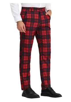 Budget 🤩 Lars Amadeus Men's Plaid Slacks Regular Fit Flat Front Work Prom Checked 👗 Dress Pants ❤️ -Cheap Lars Amadeus Shop Belk 2454