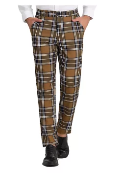 Budget 🤩 Lars Amadeus Men's Plaid Slacks Regular Fit Flat Front Work Prom Checked 👗 Dress Pants ❤️ -Cheap Lars Amadeus Shop Belk 2455