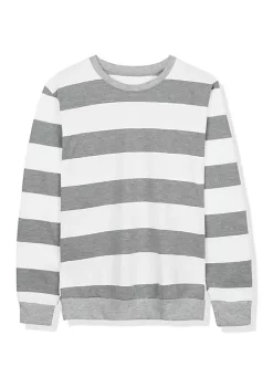 Best Pirce 🌟 Lars Amadeus Men's Stripe Sweatshirt Round Neck Long Sleeves Regular Fit Printed Pullover ⭐