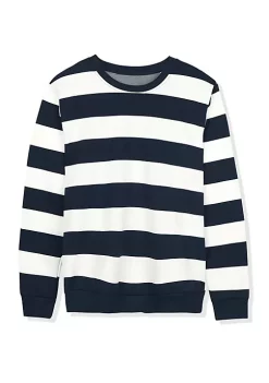 Best Pirce 🌟 Lars Amadeus Men's Stripe Sweatshirt Round Neck Long Sleeves Regular Fit Printed Pullover ⭐ -Cheap Lars Amadeus Shop Belk 2464