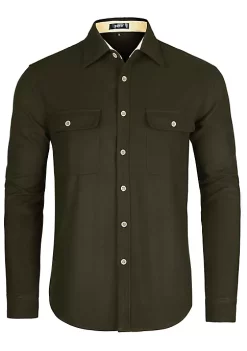 Coupon 🤩 Lars Amadeus Men's Casual Overshirt Long Sleeve Button Down Pockets Solid Brushed Flannel 👚 Shirt 😍 -Cheap Lars Amadeus Shop Belk 2472