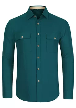 Coupon 🤩 Lars Amadeus Men's Casual Overshirt Long Sleeve Button Down Pockets Solid Brushed Flannel 👚 Shirt 😍 -Cheap Lars Amadeus Shop Belk 2474