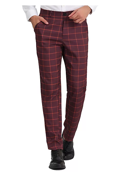 Discount ✨ Lars Amadeus Men's 👗 Dress Plaid Pants Regular Fit Flat Front Checked Business Suit Pants 🎁 10 Discount ✨ Lars Amadeus Men's 👗 Dress Plaid Pants Regular Fit Flat Front Checked Business Suit Pants 🎁 - Image 10