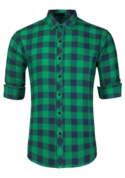 Hot Sale 🎉 Lars Amadeus Men's Plaid 👚 Shirt Casual Long Sleeve Button Down Checked 👗 Dress 👚 Shirts 🌟