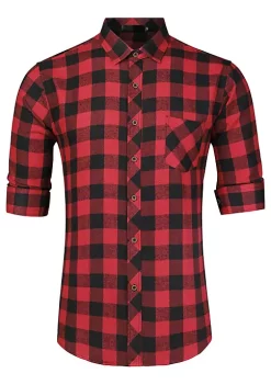 Hot Sale 🎉 Lars Amadeus Men's Plaid 👚 Shirt Casual Long Sleeve Button Down Checked 👗 Dress 👚 Shirts 🌟 -Cheap Lars Amadeus Shop Belk 2523