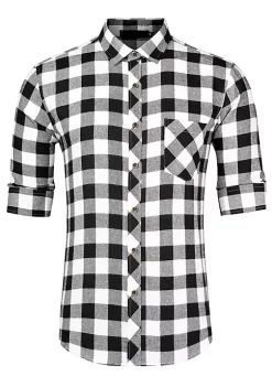 Hot Sale 🎉 Lars Amadeus Men's Plaid 👚 Shirt Casual Long Sleeve Button Down Checked 👗 Dress 👚 Shirts 🌟 -Cheap Lars Amadeus Shop Belk 2528