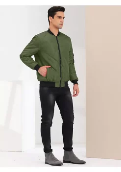 Hot Sale 🥰 Lars Amadeus Men's Puffer 🧥 Coat Lightweight Zip Up Quilted ⚾ Baseball Bomber Jacket ❤️ -Cheap Lars Amadeus Shop Belk 253