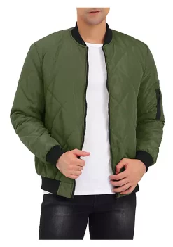Hot Sale 🥰 Lars Amadeus Men's Puffer 🧥 Coat Lightweight Zip Up Quilted ⚾ Baseball Bomber Jacket ❤️ -Cheap Lars Amadeus Shop Belk 254