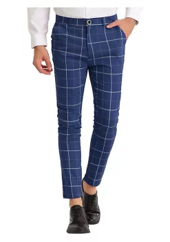 Top 10 โ๏ธ Lars Amadeus Men's ๐ Dress Plaid Pants Slim Fit Stretch Flat Front ๐ Dress Pants Plaid Slacks Trousers ๐งจ
