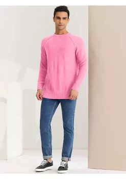 Brand new ⭐ Lars Amadeus Men's Round Neck Sweater Long Sleeves Raglan Knit Jumper Pullovers 👏 -Cheap Lars Amadeus Shop Belk 2553