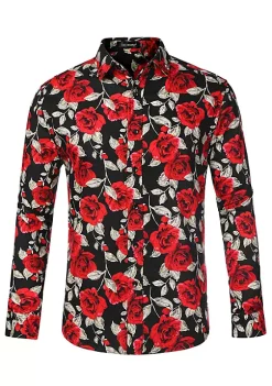 Cheapest 😍 Lars Amadeus Men's Floral 👗 Dress 👚 Shirts Long Sleeve Casual Button Down 👚 Shirts 👍 -Cheap Lars Amadeus Shop Belk 2568