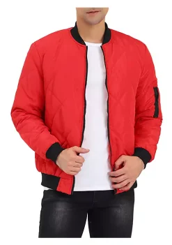 Hot Sale 🥰 Lars Amadeus Men's Puffer 🧥 Coat Lightweight Zip Up Quilted ⚾ Baseball Bomber Jacket ❤️ -Cheap Lars Amadeus Shop Belk 259