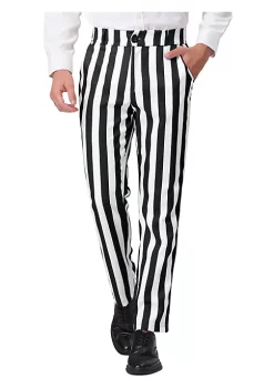 Budget ✔️ Lars Amadeus Men's Striped 👗 Dress Pant Flat Front Business Work Trousers ⭐