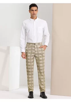 New 😉 Lars Amadeus Men's Plaid Business Pants Classic Fit Flat Front Formal Trousers ❤️ -Cheap Lars Amadeus Shop Belk 2635
