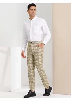 New 😉 Lars Amadeus Men's Plaid Business Pants Classic Fit Flat Front Formal Trousers ❤️ -Cheap Lars Amadeus Shop Belk 2636